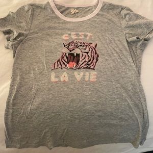 La Vie Rebecca Taylor SS Ringer Tiger Jersey Tee